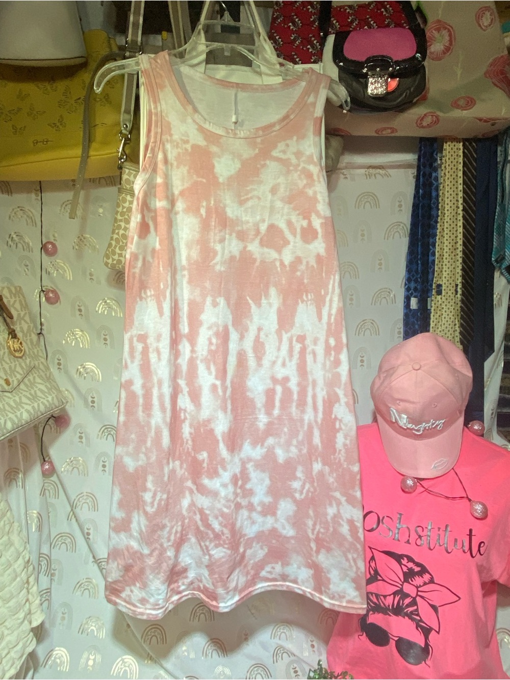 Sleeveless Pink Tie-Dye Maxi Dress